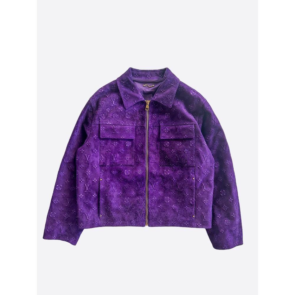 Louis Vuitton Purple Embossed Monogram Suede Workwear Jacket